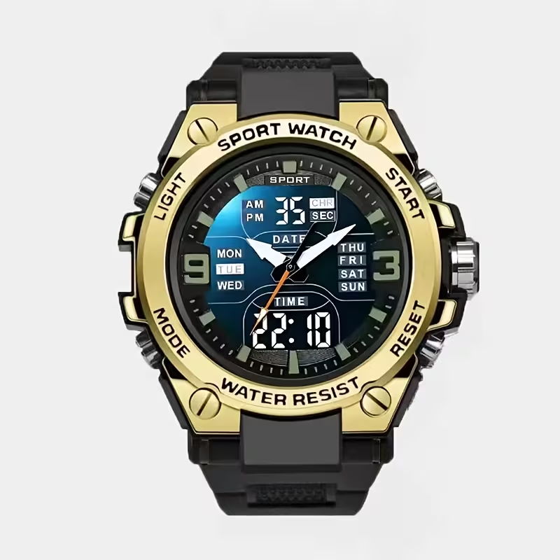 Versatile Sports Chronograph Timepiece - Men'S Digital Quartz Watch Featuring Alarm, Glow-In-The-Dark Display, And Perfect Gift Choice for Outdoor Lovers