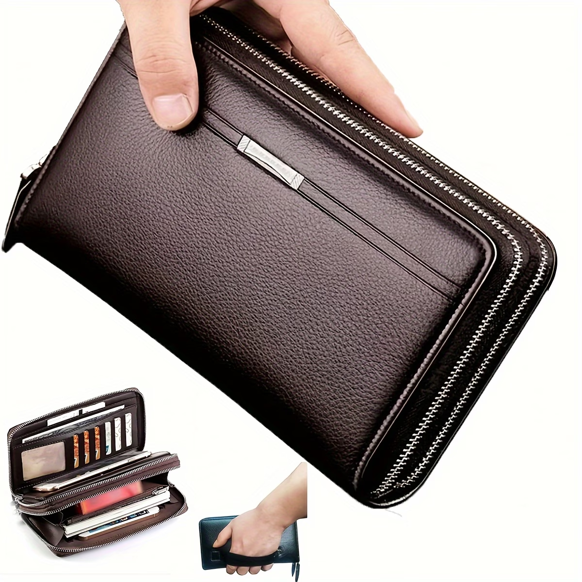 Men's Business Long Wallet, Large Clutch Bag Handbag, Mobile Phone Bag, Gift For Men