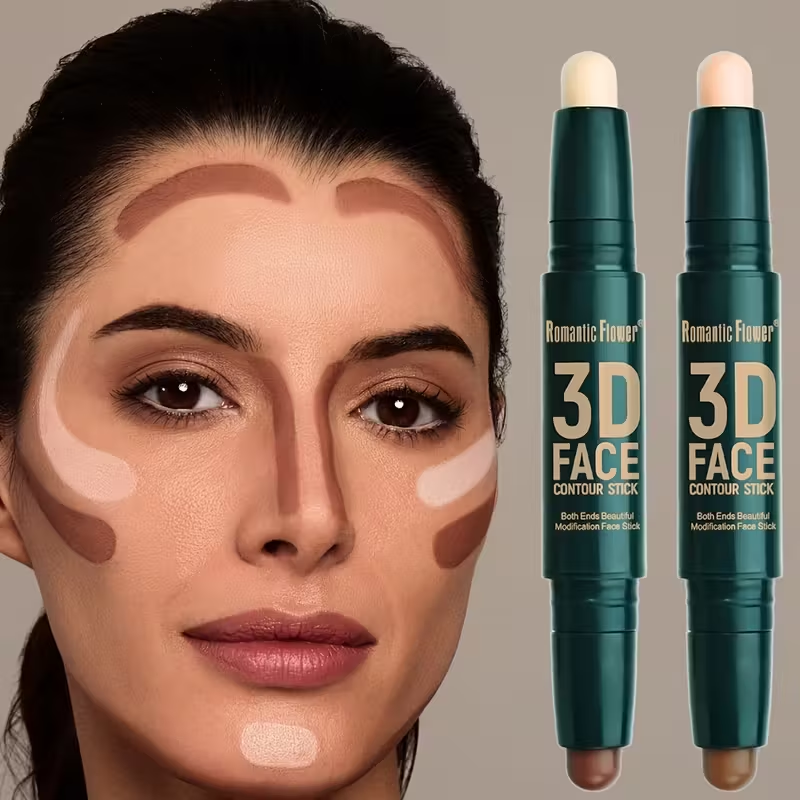 [Contour Stick] Waterproof Long Lasting Double Head Contour Stick | Highlights&Contour&Concealer 3D Face Makeup with Plant Squalane