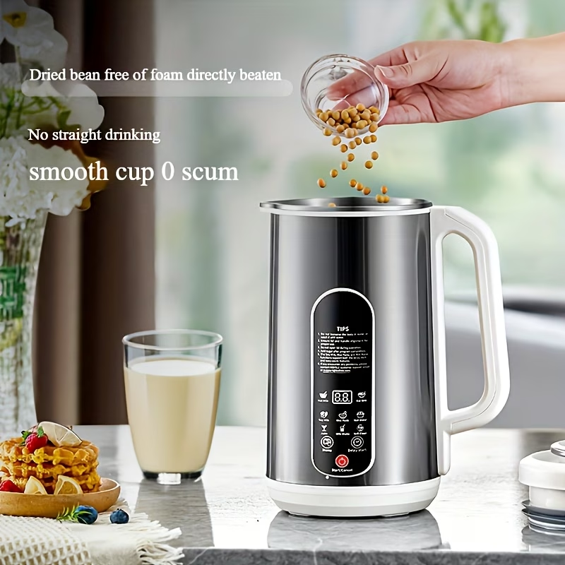 40.58Oz Stainless Steel Soy Milk Maker, Versatile Machine for Nut Milk, Soups, And Juices, Featuring Automatic Cleaning, 24-Hour Timer, Smart Touch Control, 1200Ml Capacity, 22000 RPM Motor Speed, 800W Power, 110V Soy Milk Maker