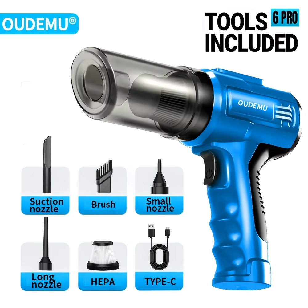 Cordless Handheld Vacuum, Featuring 5Kpa Powerful Suction And a Blowing Function, Compact Mini Vacuum Cleaner with Low Profile And Various Attachments, Ideal for Home, Car, Office, And Outdoor Camping