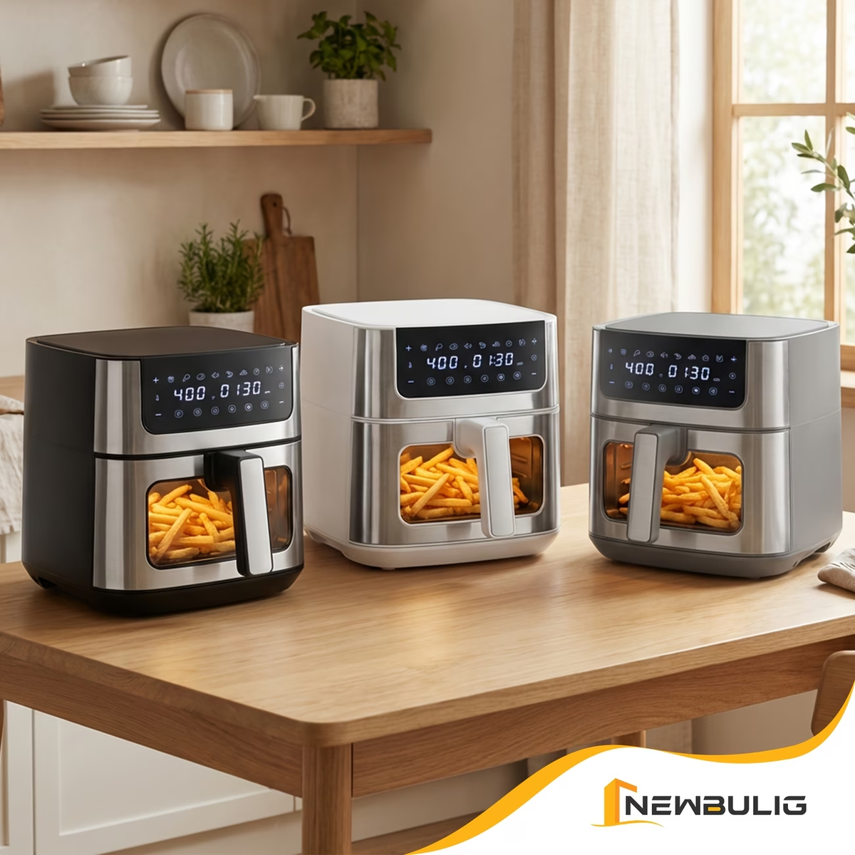 6.34QT Multi-Function Air Fryer with Ceramic Coating Suitable for Roast, Bake, Broil, Dehydrate, Reheat & Keep Warm, Digital Temperature (90°F-450°F), Easy-Clean Cooker for, -Type Plug ( Plug)