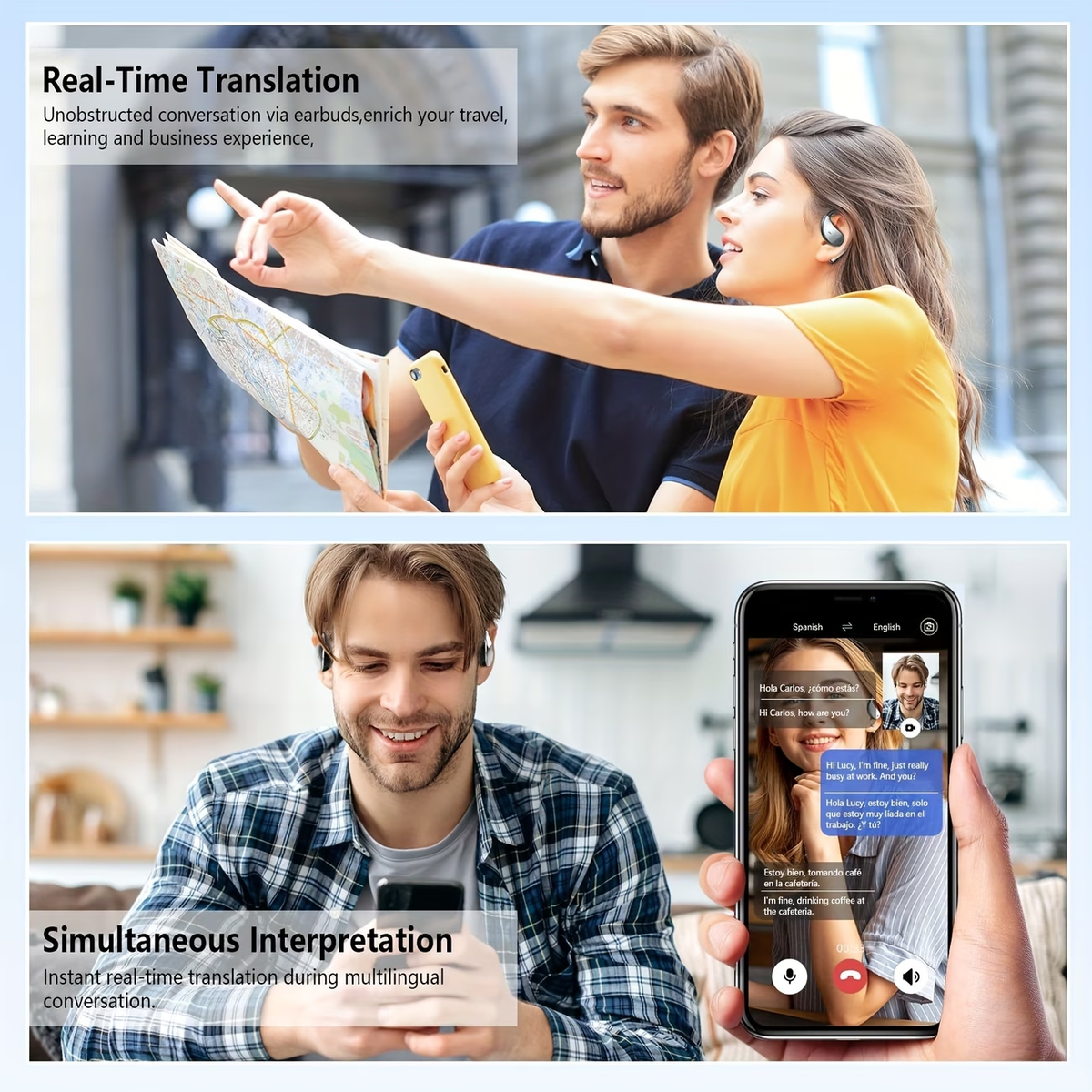 AI Language Translator Earbuds, 156 Languages & Accents Real-Time 3-in-1 Translation Earbuds, Wireless Headphones Fit IOS & Android, Translation Device For Travel Business Learning, 2026 AI Real-Time Translation Earbuds, Wireless 6.1