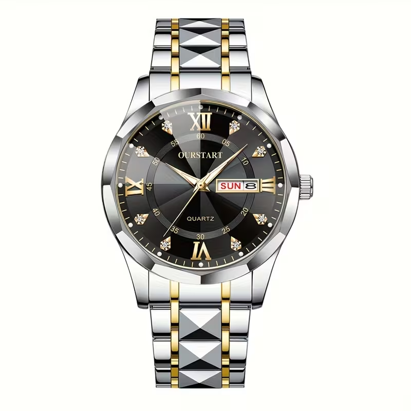 Luxury Quartz Watch with Date Display - Stainless Steel Business Watch for Men & Women, Perfect Father's Day/Birthday Gift
