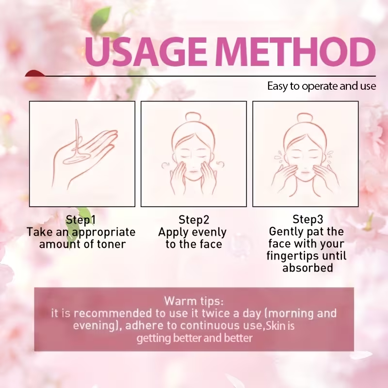 Instant Lifting & Firming Facial Toner/Natural Cherry Blossom Intensive Moisturizing & Firming Facial Essence Water 100ml/Refreshing, Easily Absorbed Texture/Quickly Penetrates Upon Spraying/Smooths Out Sagging Skin, Deeply