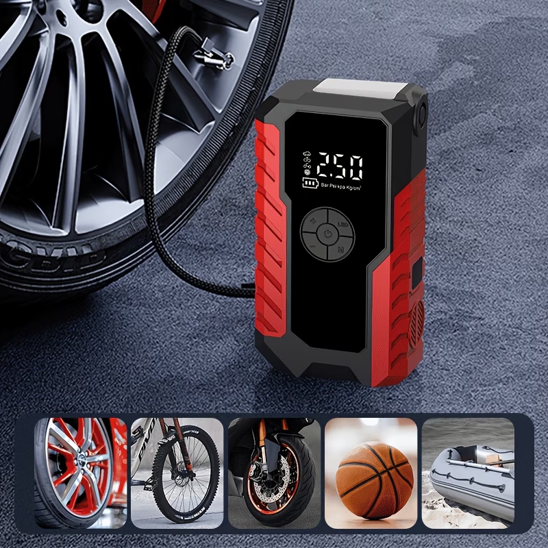 10000A 7-in-1 Multifunctional Emergency Jump Starter With 150PSI Air Pump, Digital Tire Inflator, Portable Car Battery Charger, Up To 2.64gal Gas/2.38gal Diesel, LED Emergency Light & USB Charging, Car Emergency Tool.Suitable As A Holiday Gift.
