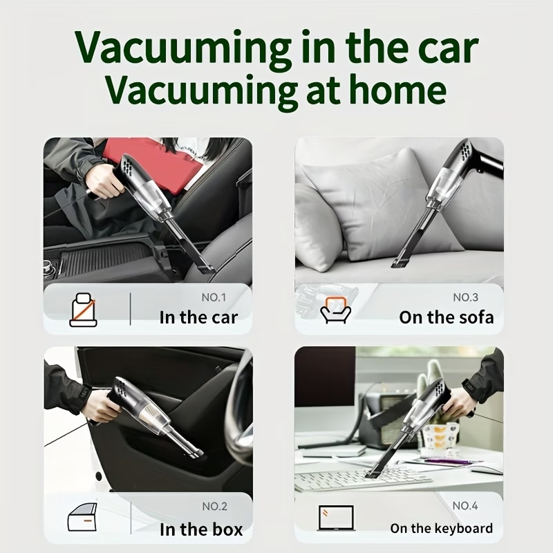 12V 5100PA Hand-held Car Vacuum Cleaner | Super Strong Suction, High-power, Portable, Mini, with Crevice and Accessory Kit,  Without Battery