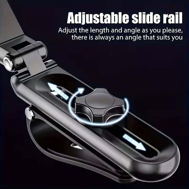 Car Phone Holder • 1080° Rotating Sun Visor • ABS Material • Versatile for Bedroom, Kitchen, And Vehicle