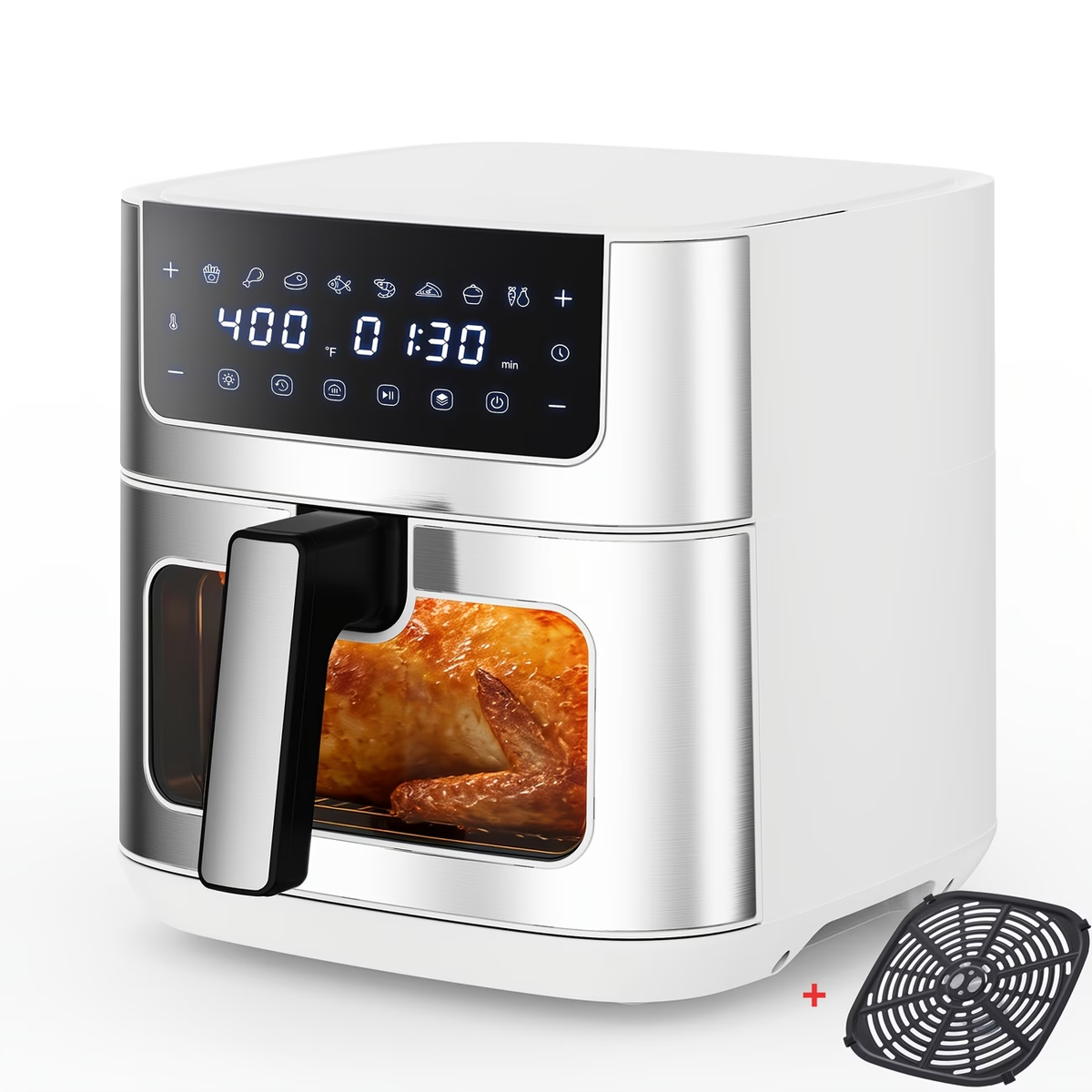 6.34QT Multi-Function Air Fryer with Ceramic Coating Suitable for Roast, Bake, Broil, Dehydrate, Reheat & Keep Warm, Digital Temperature (90°F-450°F), Easy-Clean Cooker for, -Type Plug ( Plug)