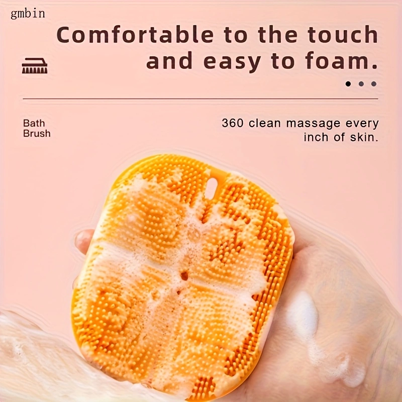 Skin massage brush. Features a handle for easy grip, and soft silicone bristles that are gentle on the skin. Practical for daily home care, easy to clean and maintain. A massage and cleaning brush.