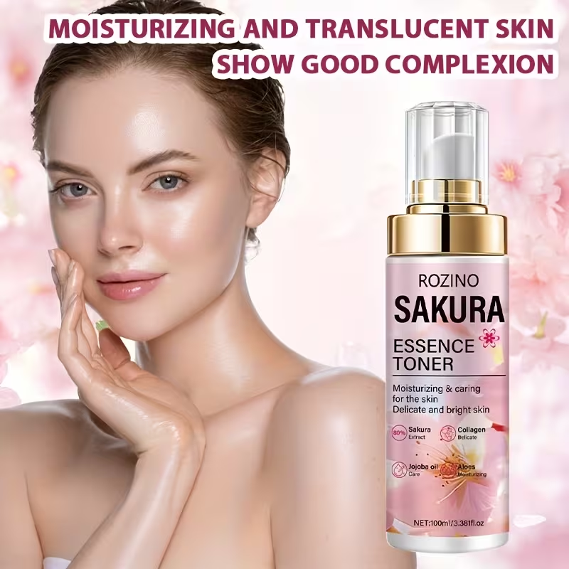 Instant Lifting & Firming Facial Toner/Natural Cherry Blossom Intensive Moisturizing & Firming Facial Essence Water 100ml/Refreshing, Easily Absorbed Texture/Quickly Penetrates Upon Spraying/Smooths Out Sagging Skin, Deeply