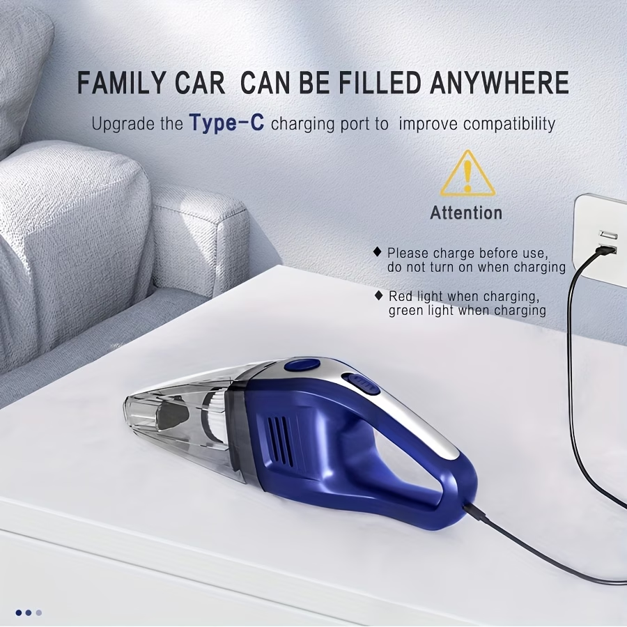 Car Vacuum Cleaner 5000pa Strong Suction, Powerful Handheld Wireless Vacuum Cleaner, USB Charging Long Working, Car Accessories For Men Women, Suitable For Cars, Homes, Offices, Pet Hair Cleaning