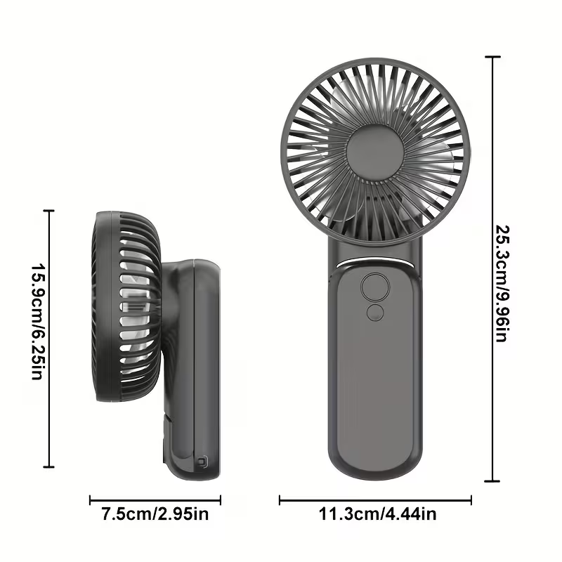 6000mAh Portable Handheld Fan 180° Foldable 5 Speeds Adjustable [6-22h Working Time] USB Rechargeable Small Desk Fan Foldable Personal Cooling Fan for Travel/Summer/Outdoor/Home/Office