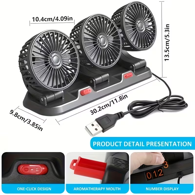 Portable Car Air Conditioning Fan, USB Powered, Desktop Fan, Exhaust Fan, Powerful Airflow, Quiet Mode, Suitable for Home, Outdoor, School, And Office Use. Batteries Not Included.
