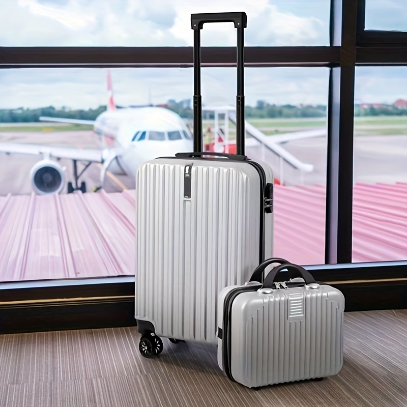 2pcs Luggage Set, 20-Inch Rolling Suitcase & 14-Inch Makeup Bag, Travel Carry-On Trolley Bag with Spinning Wheels & TSA Lock for Business & Leisure Flights. Available In Four Colors.