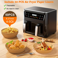 10Qt 10-in-1 Dual Air Fryer, Fresh Balanced Meals for Family And Children with Double Baskets, Sync Cook & Finish to Bake, Roast, Reheat, Broil for Easy Cooking, Dishwasher Safe - Includes Air Fryer Paper Liners 50pcs, Christmas Gift