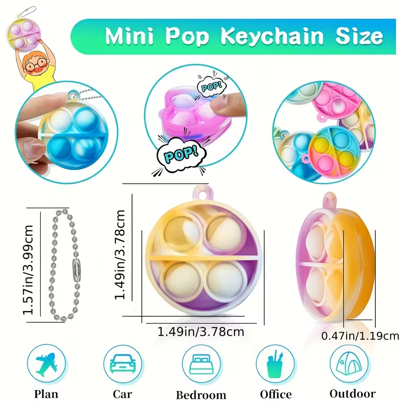 30pcs  Assorted Party Favor Toys, Including Pop Fidget Toys And Mini Push Bubble Pops, Perfect As Birthday Gifts Or Classroom Prizes for Goodie Bags, Suitable for Christmas And Valentine'S Day, Available in Random Colors