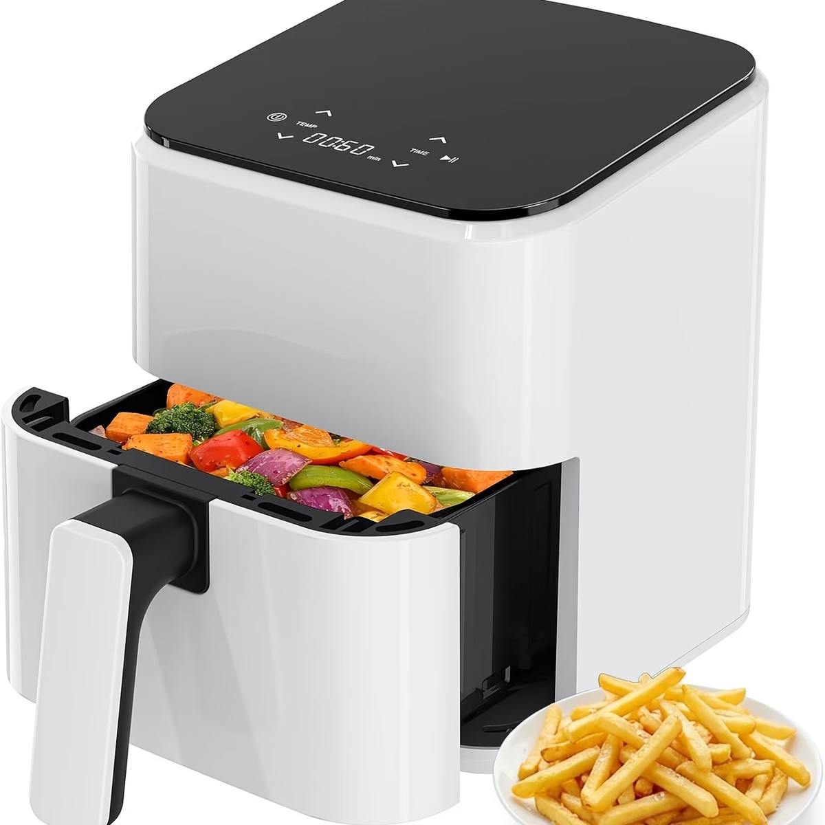 3QT 4-in-1 Multi-functional Air Fry, Roast, Reheat & Dehydrate, Nonstick Basket & Crisper Plate, Easy to Clean