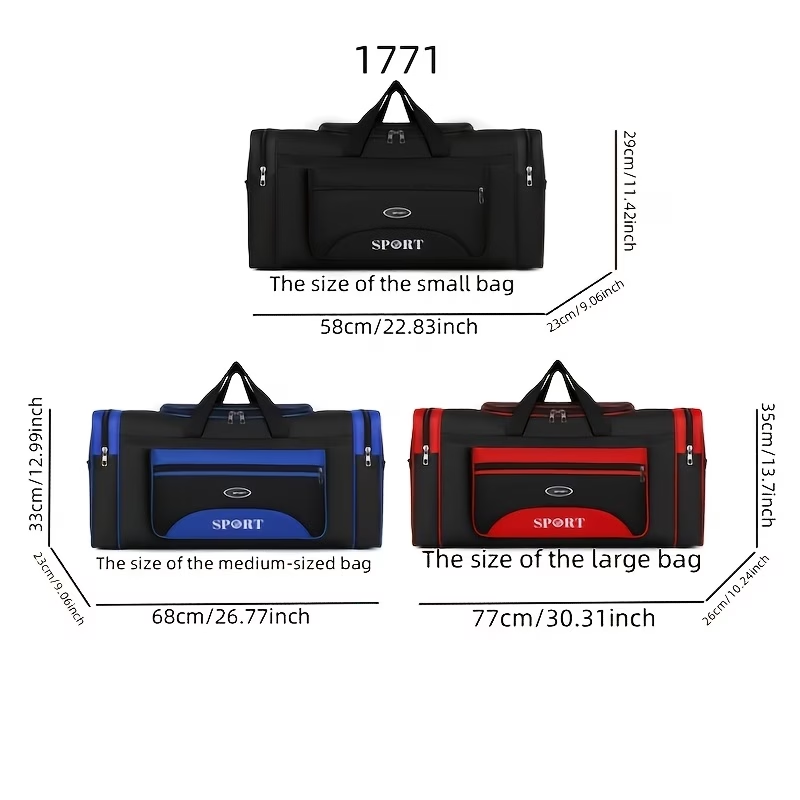 Large Tote Bag/handbag, a Single-piece Solid-color Nylon Zippered Travel Tote Bag with Large Capacity, Adjustable Shoulder Strap for Single-shoulder or Crossbody Wear, Luggage Bag, Multi-functional Backpack for Outings and Travel