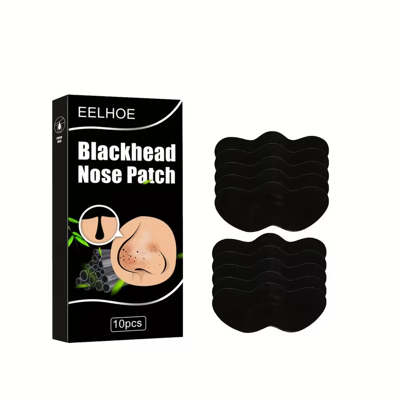 Blackhead and Pimple Nose Strips with Bamboo Charcoal, Deep Cleansing Nose Mask, 10 Sheets