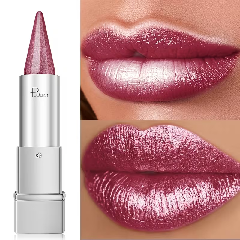 Pudaier Pearlescent, Sparkle, Lipstick for Women, Lightness, Waterproof Long-Lasting Lipstick, 24-Hour Wear, Colorfast, Spring And Summer Elegant Fashion Cosmetics, Portable Travel Makeup