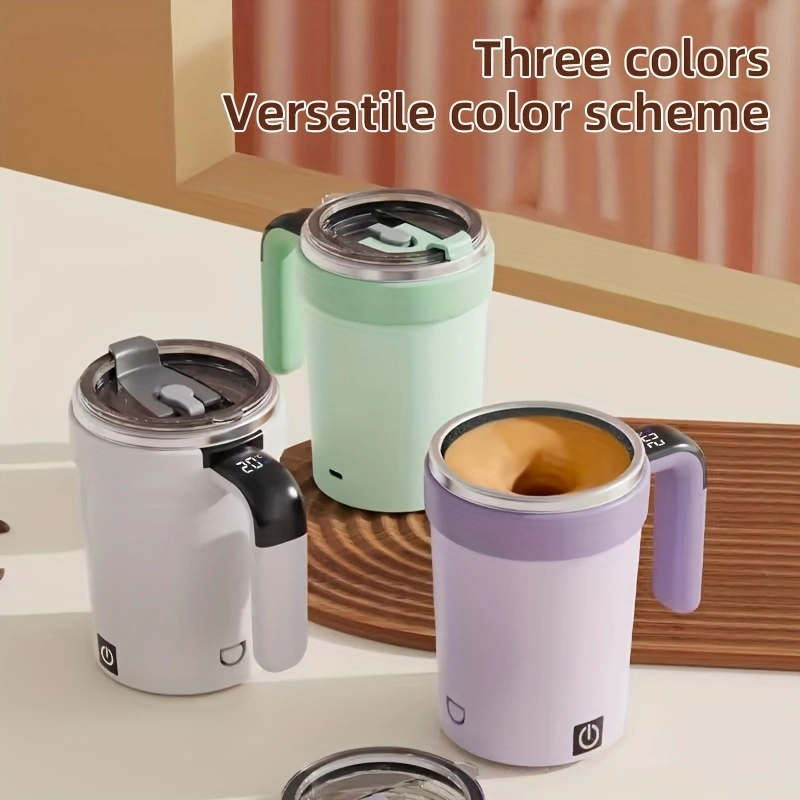 New fully automatic blender cup with temperature display, stainless steel straw, capable of blending shakes, coffee, and milk powder, detachable base, Type-C charging port, and a battery life of 60 minutes