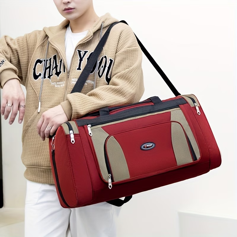 Large Tote Bag/handbag, a Single-piece Solid-color Nylon Zippered Travel Tote Bag with Large Capacity, Adjustable Shoulder Strap for Single-shoulder or Crossbody Wear, Luggage Bag, Multi-functional Backpack for Outings and Travel