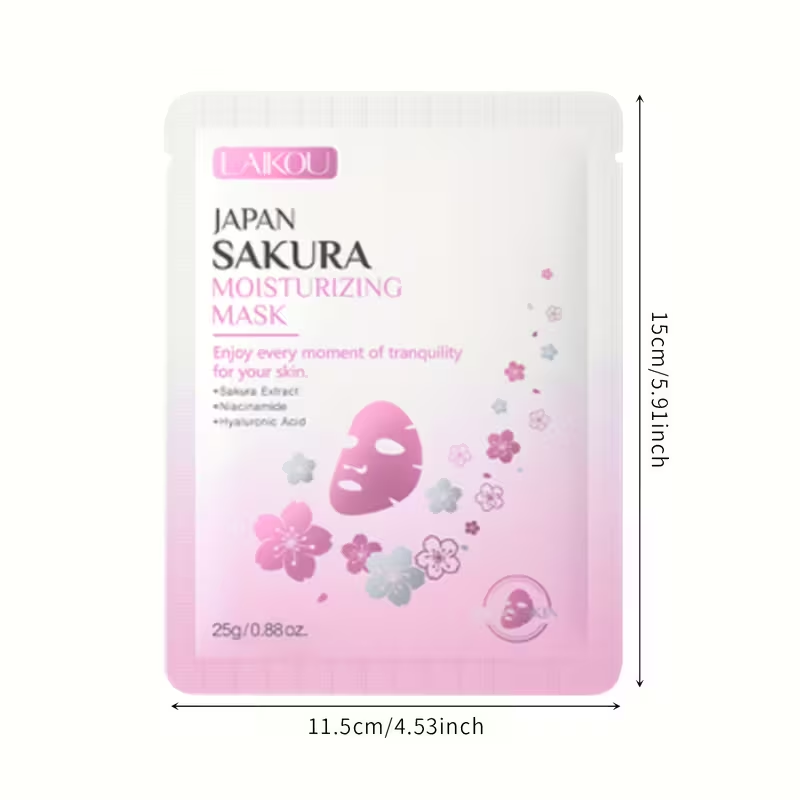 20pcs Japan Sakura Sheet Mask For All Skin Type, Portable For Travelling, Hydrating Skin, Ideal Gift For Valentines Day Christmas