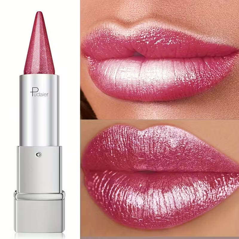 Pudaier Pearlescent, Sparkle, Lipstick for Women, Lightness, Waterproof Long-Lasting Lipstick, 24-Hour Wear, Colorfast, Spring And Summer Elegant Fashion Cosmetics, Portable Travel Makeup