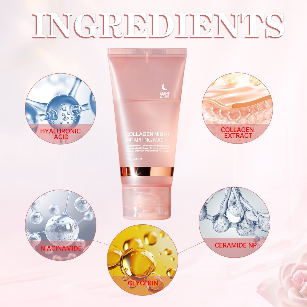 Collagen Night Wrap Mask, with Jelly Brush, Alcohol-free Mild, Deep Penetration, Nourish And Firm The Skin, Suitable for All Skin Types, Facial Glow And Luster, Halloween Christmas Valentine's Day Gift, First Choice