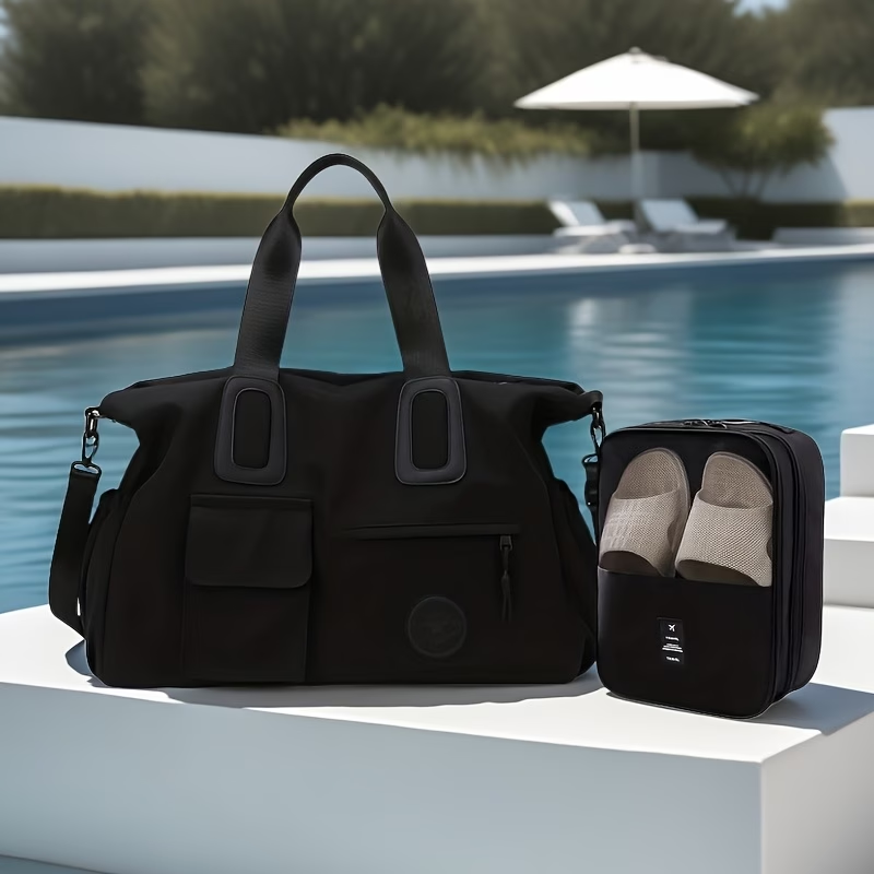 Chic Large Capacity Travel Duffle Bag - Lightweight, Portable Luggage with Shoe Compartment & Wet Pocket for Gym, Fitness, and Overnight Trips - Available in Coffee, Cream, Black - For Men & Women - Perfect for Travel & Fitness Enthusiasts - Ideal