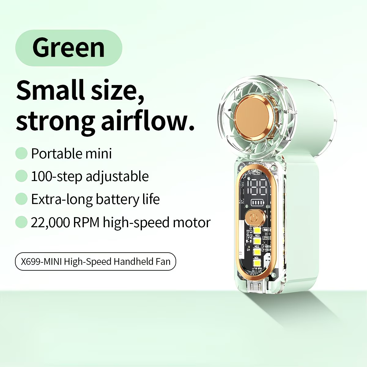 Ultra-Quiet Mini Fan, Low Noise Operation, Ultra-Long Life, Mini Size, Pocket-Sized, Portable, Suitable for Dormitories, Classrooms, Libraries, Mini Compressible Fan, Lightweight Design, 22000 RPM High-Speed Airflow