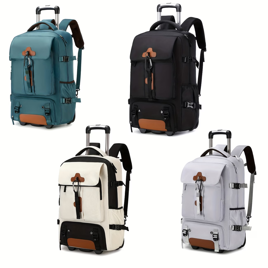 Travel Rolling Backpack, Travel Large Backpack Duffel Bag With Wheels, 17 Inch Laptop Backpack With Shoe Compartment, Trolley Suitcase Business College Ladies Men