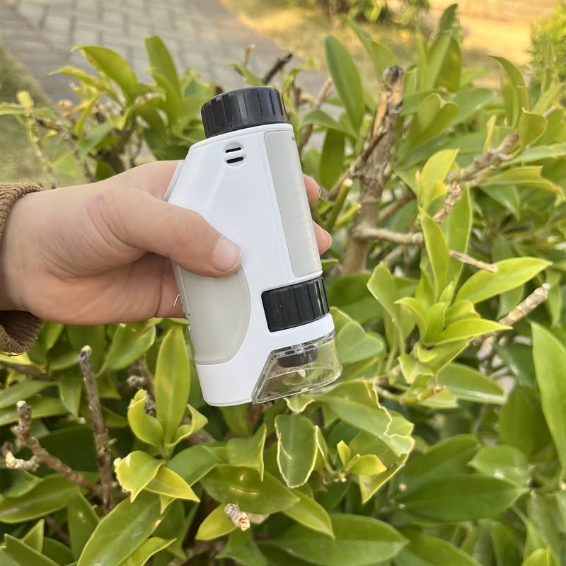 Portable Handheld Microscope Toy, with LED Light 50X-300X, Outdoor Indoor Nature Exploration Science Educational Toy, Holiday Gift