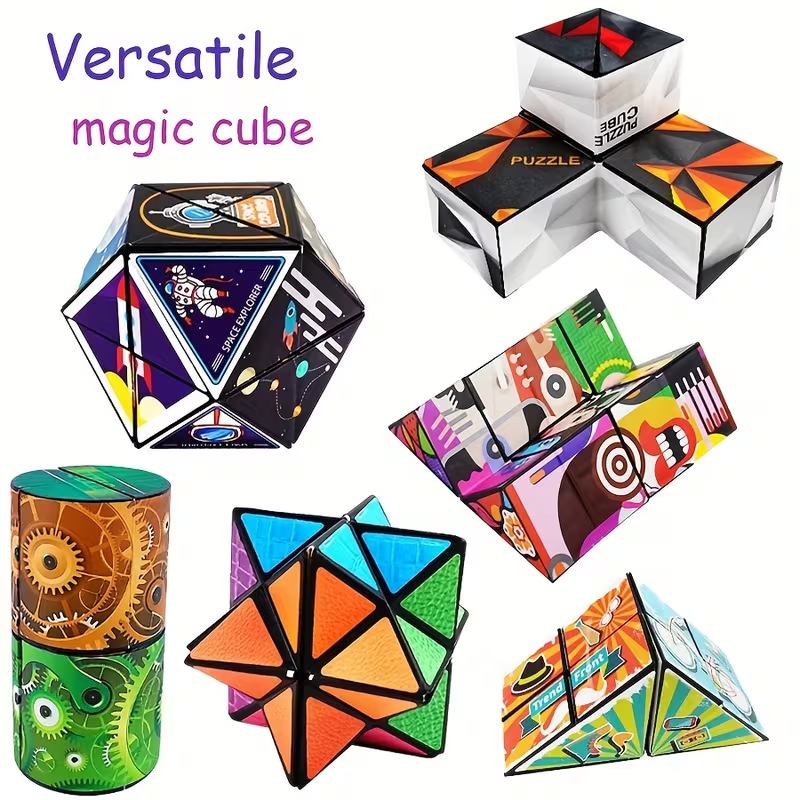 2pcs Infinity Magic Cube - 3D Hexagon Puzzle for Youngsters, Space Geometry Flip Toy, Brain Boost & Relax, Mixed Colors, ABS Material