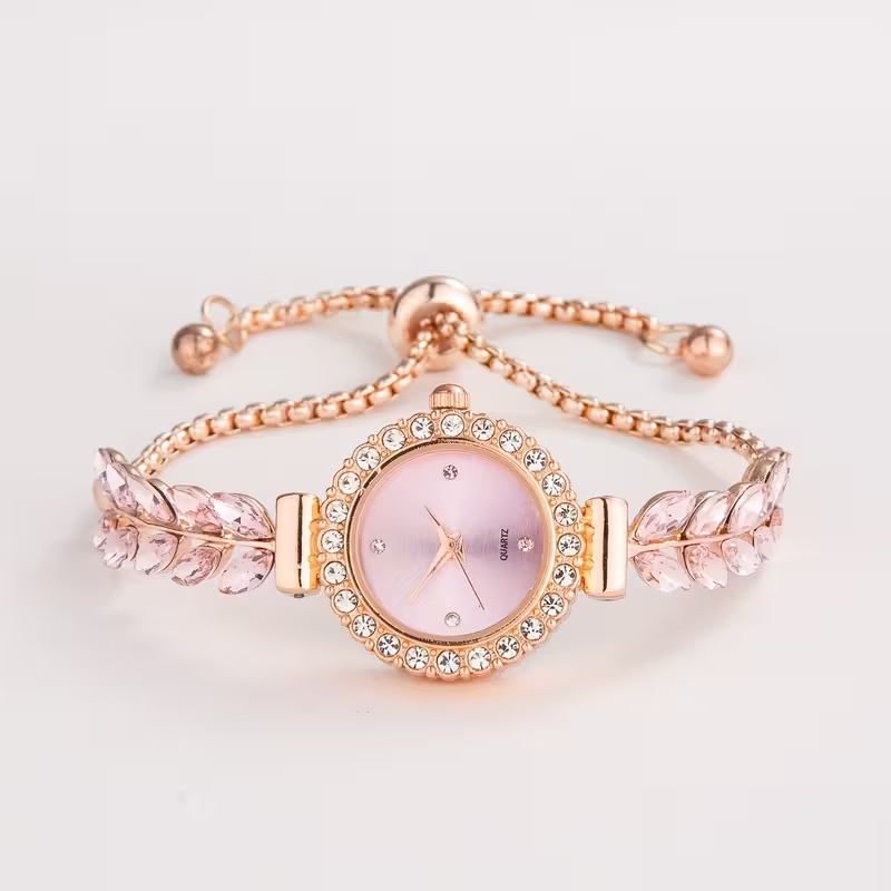 New Casual Fashion Women'S Bracelet Watch Cute Round Small Dial Leaf Feather Shape Strap Women'S Jewelry Watch Alloy Quartz Watch Gift Giving Etc
