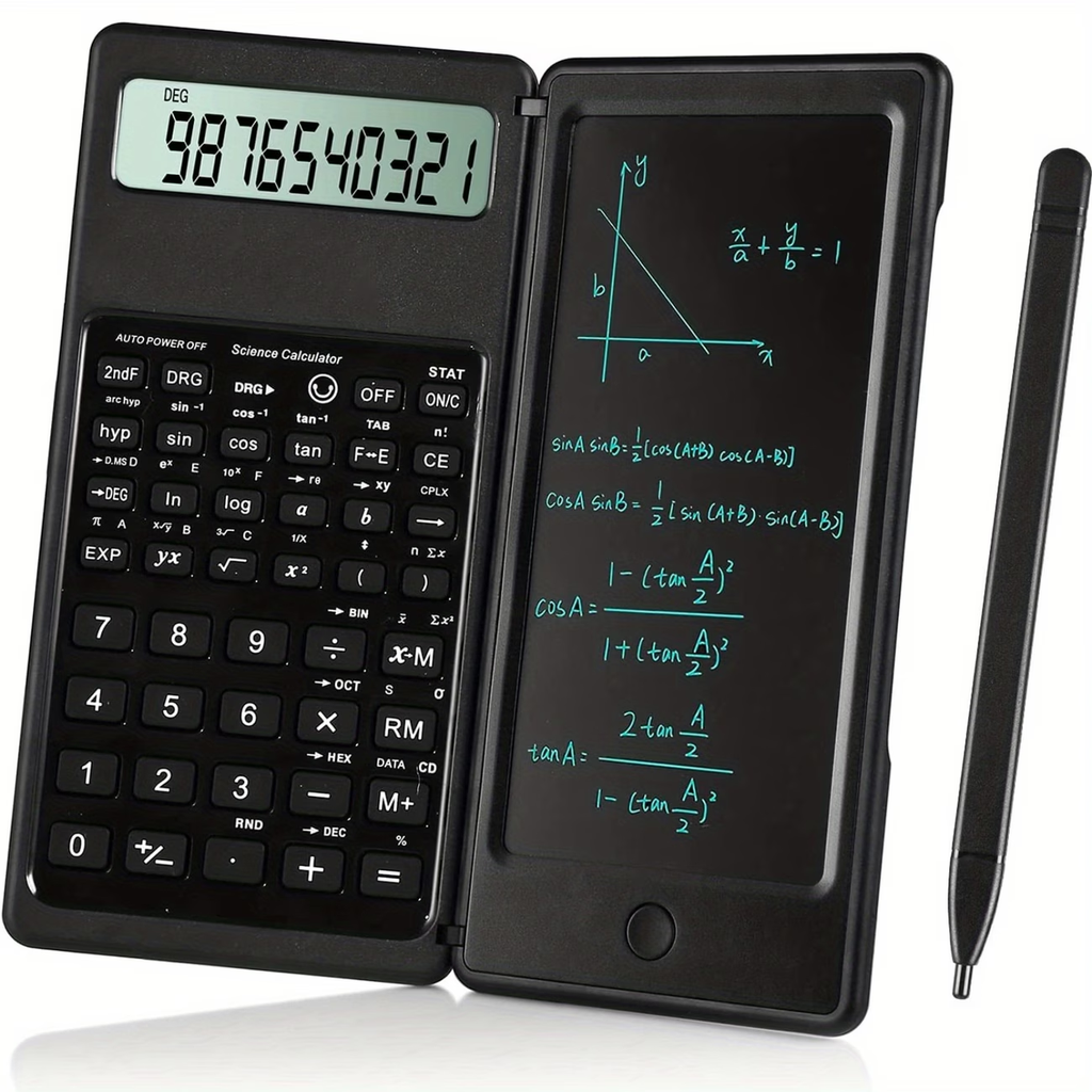 Scientific Calculators10-Digit LCD Display Foldable Calculator With Handwriting Board, Dual Battery Powered ForTeacher, Engineer