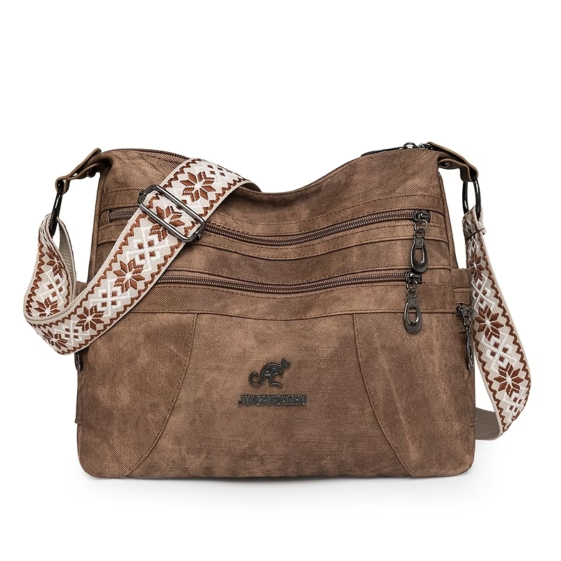 Vintage Style Shoulder Bag for Women, Solid Color, Casual Occasion Handbag with Zipper Closure
