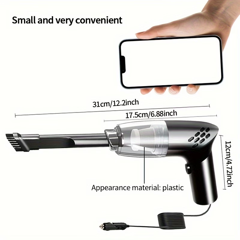 12V 5100PA Hand-held Car Vacuum Cleaner | Super Strong Suction, High-power, Portable, Mini, with Crevice and Accessory Kit,  Without Battery