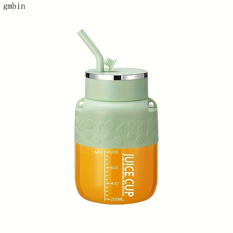 Portable straw jug, large capacity juice cup, multi-functional household juicer cup.