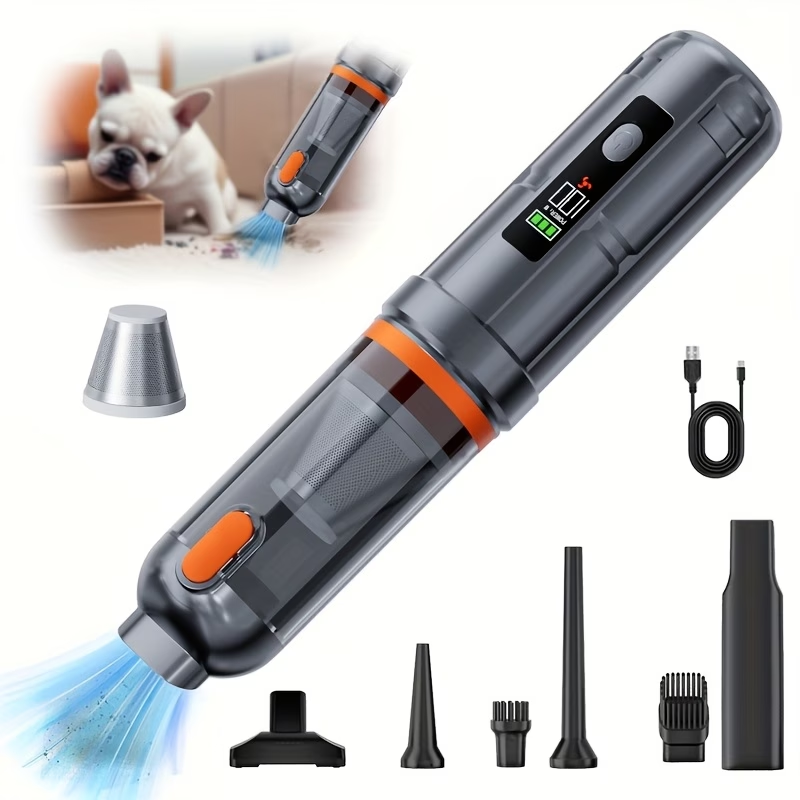 100W Handheld Vacuum Cleaner with Powerful Suction | Upgraded Brushless Motor, Rechargeable Lithium Battery, Suitable for Car, Home, and Office Use, Comes with Cleaning Hose