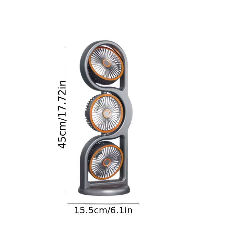 Triple Head Air Circulating Fan, 360 Degree Oscillating Quiet Tower Fan with Brushless Motor, Multiple Speed Modes, 1181.1inch Long Range Airflow, Independent 3-Head Control, Portable Standing Cooling Fan for Home Office Bedroom Living Room
