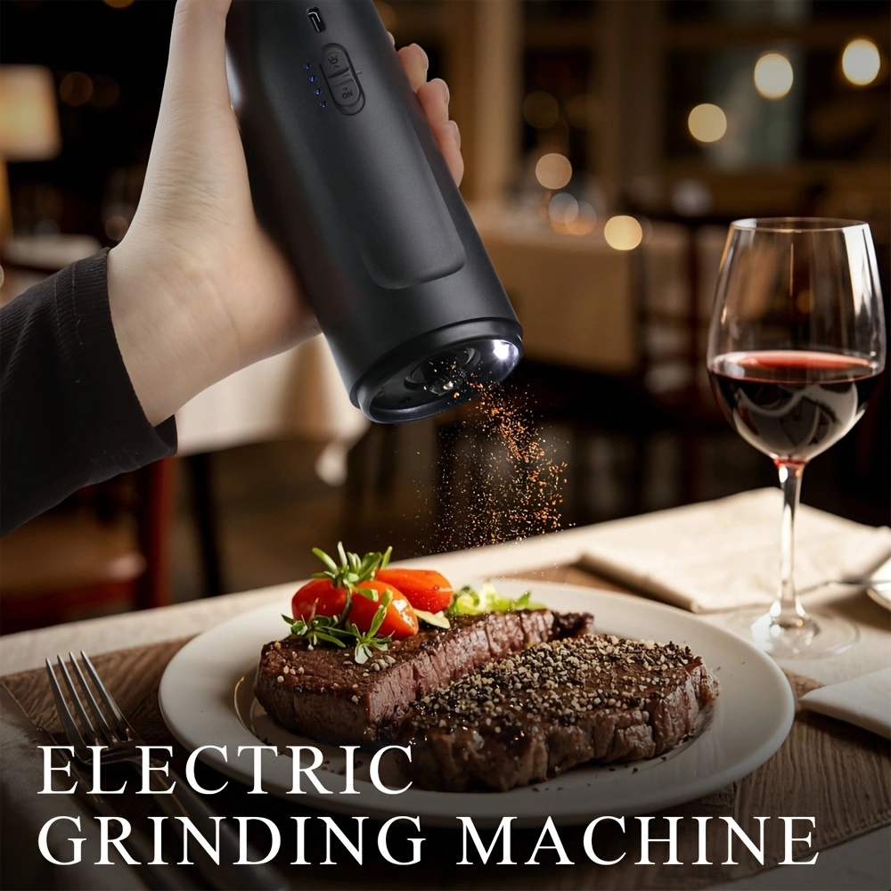 Multi-functional pepper grinder, black pepper and sea salt food grinder, handheld electric pepper grinder, can also be used as a night light, convenient and easy to store, suitable for various scenarios.