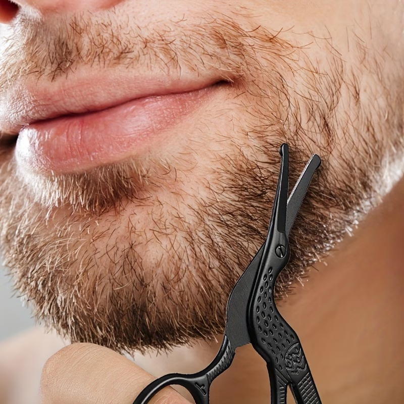 Safety Round Head Stainless Steel Nose Hair Scissors, Bionic Crane Type Beauty Scissors for Eyebrows, Nose Hair, Beard, Ear Hair, Stainless Steel Eyebrow Scissors, Men and Women Professional Trimming Facial Hair Beauty Makeup Scissors