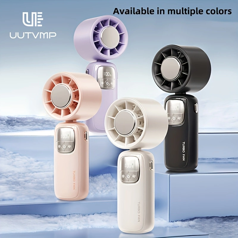 Superconducting ice-ceramic cooling handheld fan, rechargeable, with a 4000mAh high-capacity battery for long battery life, stylish design, a must-have cooling device for summer.