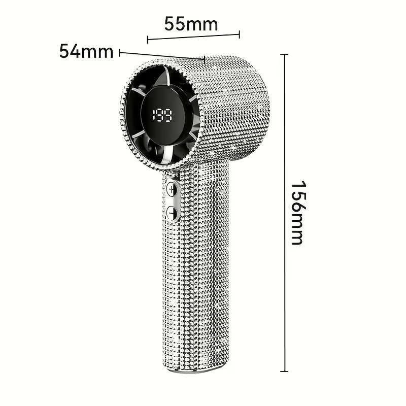 Handheld Mini Fan with Diamond Pattern - USB Rechargeable, Long-Lasting Battery, Elegant Design for Personal Use, Portable Fan, Stylish Accessory, Durable Construction