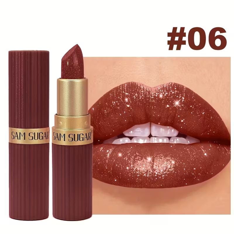1pc SAM Waterproof Pearlescent Lip Gloss - Long-Lasting Shimmer Lipstick, Non-Sticky Hydrating Formula with Pearlescent, Moisturizing Lip Gloss for All Skin Types (,,, Tints) - Easy Application