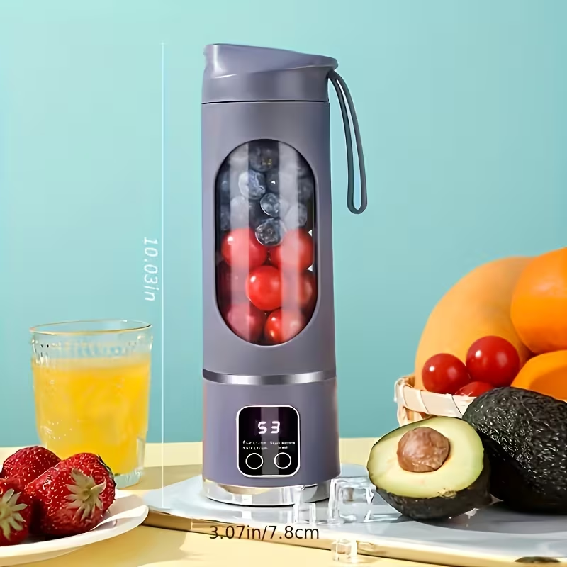 Portable USB Charging Blender & Juicer - Easy to Clean, Easy to Use, Suitable for Fruit and Vegetable Drinks, Smoothies, with Digital Display - Ideal for Home, Office, Camping, Travel, and Gifts