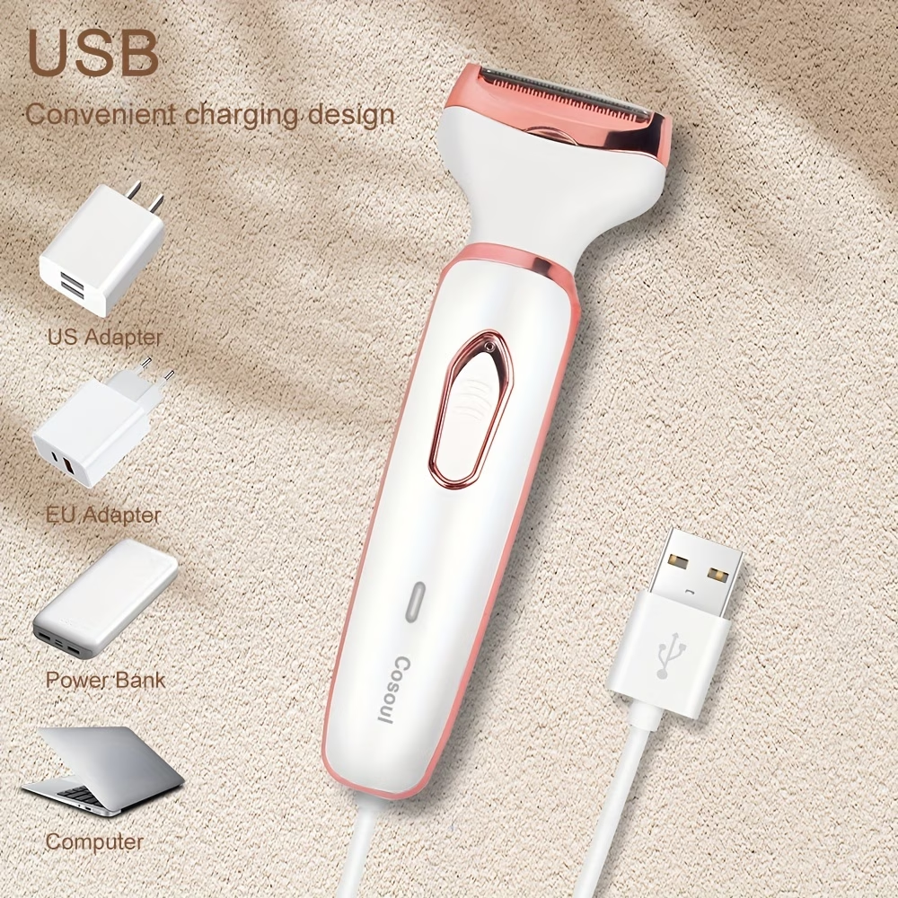 4-in-1 Electric Hair Remover for Women - Portable Manual & Voluminous Hair Removal, USB Rechargeable Battery, Face, Arms, Legs, Body - Painless & Portable Hair Removal Tool, Hair Remover Electric, Facial Hair Removal, Sleek Design, Versatile Hair Tool