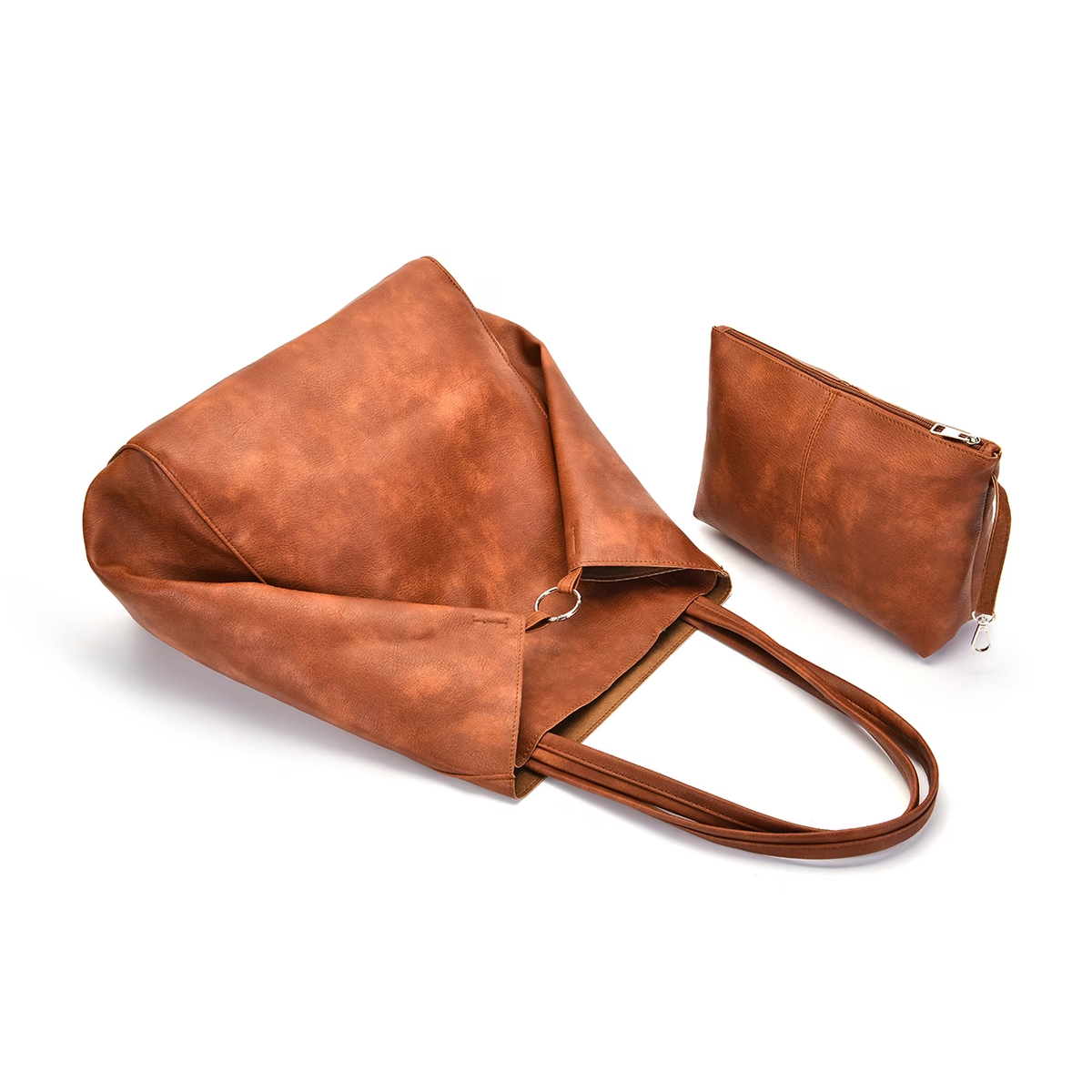 Retro 2 Set Bag Shoulder Bags High Capacity Tote Bags Metal Button Handbags Solid Color Beach Bag for Ladies